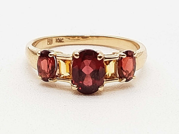 Garnet Citrine 10k Yellow Gold 2.4g Ring Size 7 Do1125ixde