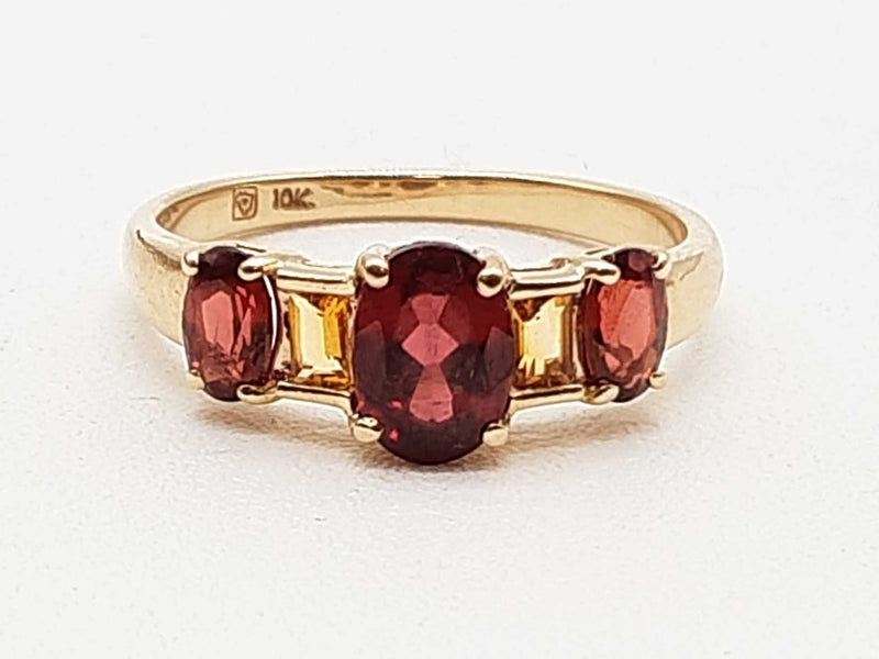 Garnet Citrine 10k Yellow Gold 2.4g Ring Size 7 Do1125ixde