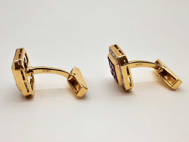 0.45 Cttw Diamonds 18k Yellow Gold Rubies 10.7g Cuff Links Do0125ixzde