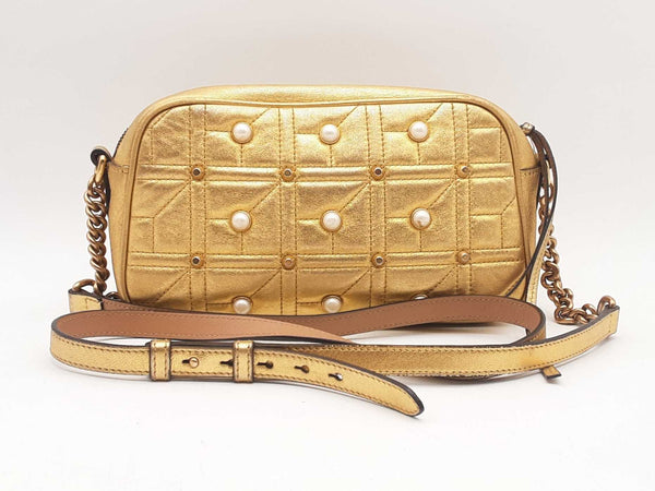 Gucci Pearly Gg Marmont Gold Shoulder Bag Sd0825pwzsa
