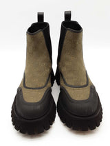 Gucci Green Gg Jacuqard Canvas Ankle Chelsea Boots Size 40 Eb0326lerde