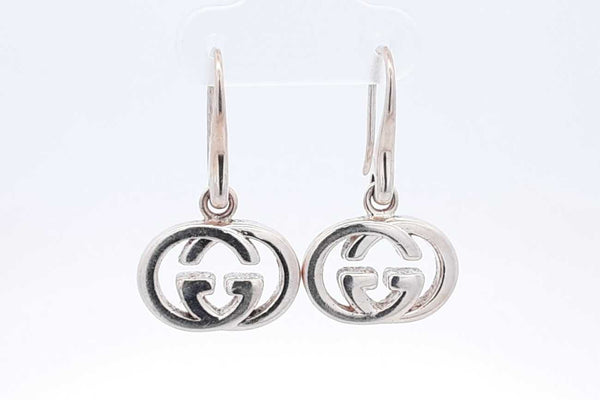 Gucci Gg Logo Sterling Silver Dangle Earrings 7.9 Grams Eb0824prsa