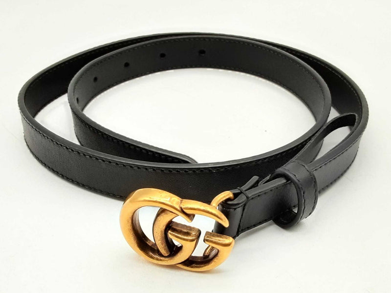 Gucci Gg Black Marmont Thin Leather Belt Size 75/30 Do1124lrxde