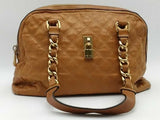 Marc Jacobs Tan Quilted Leather Shoulder Bag Front Padlock Aa1026pzsa
