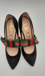 Gucci Black Suede Sylvie Removable Web Bow Pumps Size 40 Eblxzsa 144010025910