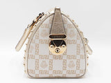 Versace Snap Out Of It Boston Bag In White Canvas & Gold Leather Fw1225oxzdu