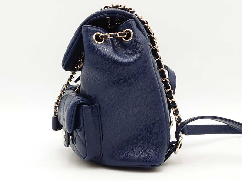 Chanel Duma Caviar Medium Backpack Blue Aa0725pezxsa
