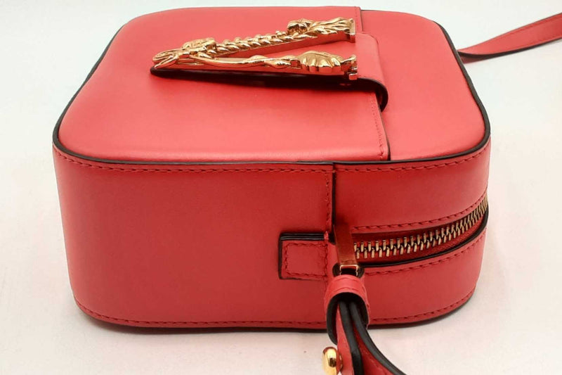 Versace Virtus Red Leather Camera Crossbody Bag Eb1024wxzsa