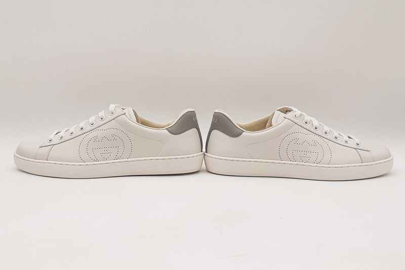 Gucci Ace Interlocking G White Leather Sneakers Size 6.5 Fw0525lrxdu