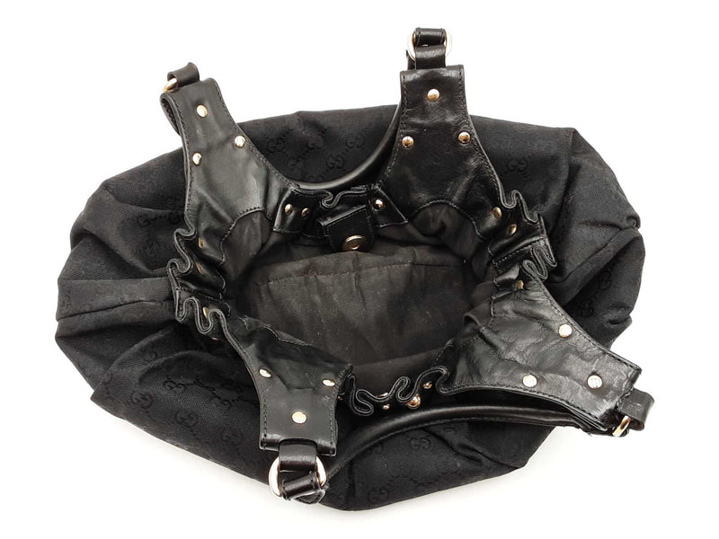 Gucci Studded Pelham Bag In Black Gg Monogram Canvas Fw0825orxdu