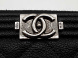 Chanel Boy O Black Leather Zipper Clutch Do0325exzde