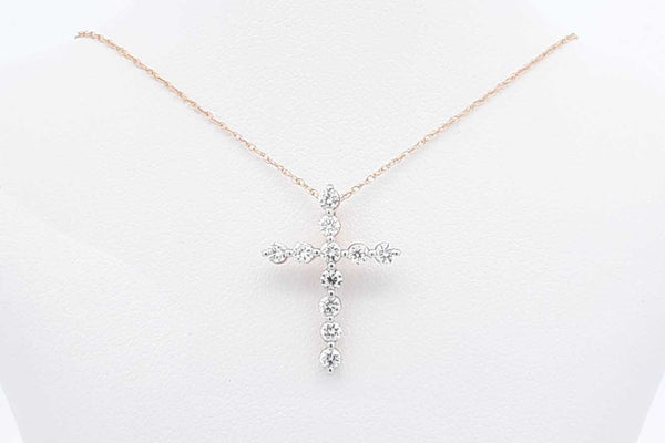 0.55ctw Lab Grown Diamond Cross 14k Yellow Gold Necklace 1.4g 18 In Eb1124lesdu