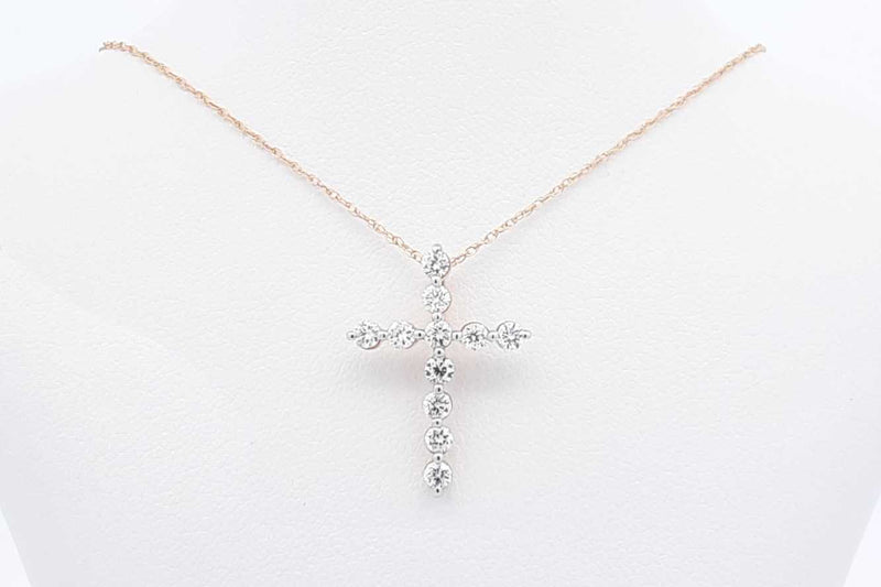 0.55ctw Lab Grown Diamond Cross 14k Yellow Gold Necklace 1.4g 18 In Eb1124lesdu