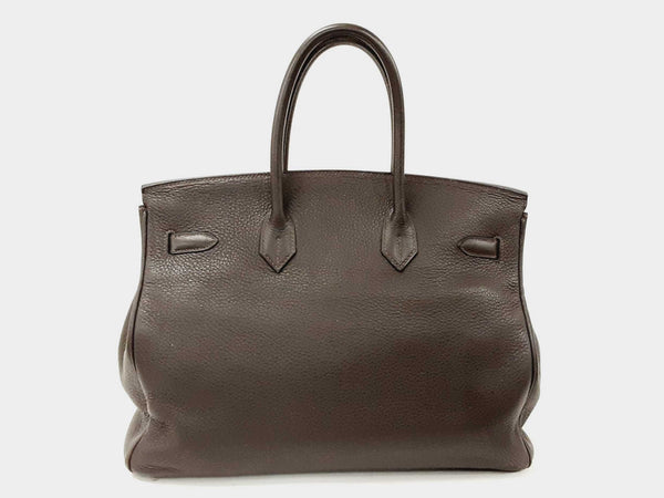 Hermes Birkin 35 Chocolate Brown Clemence Gold Handbag Dosrzxde 144020002353