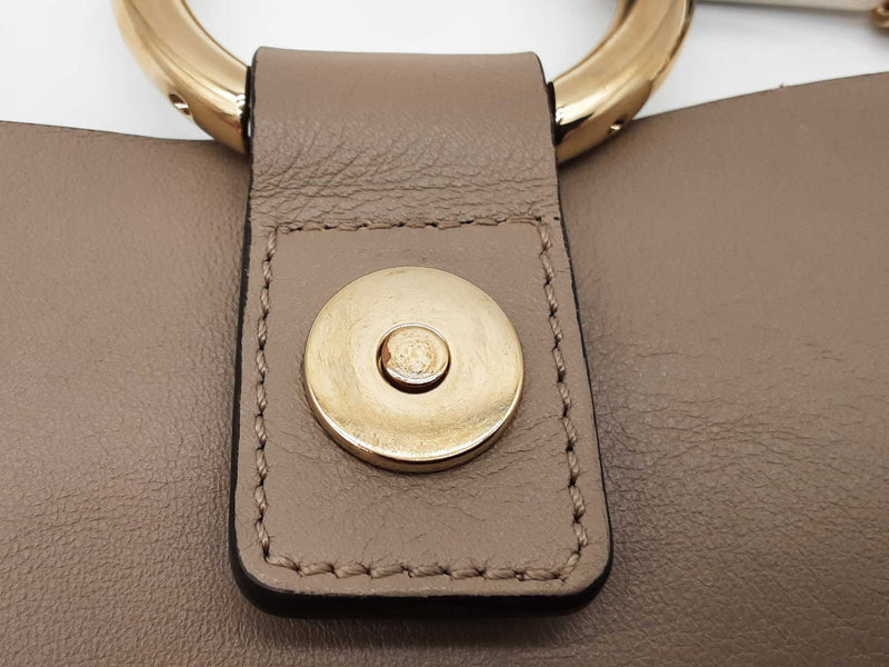 Chloe Faye Taupe Beige Gray Suede Leather Chain Clutch Do0925crde