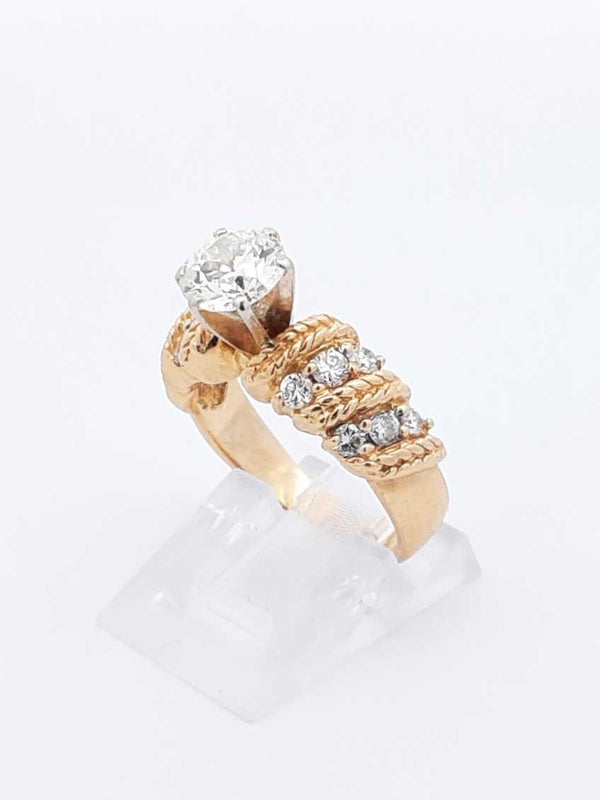 1.38 Cttw Diamond & 18k Yellow Gold Rope Ring 7.4 Grams Size 6 Fw0925lwxzdu