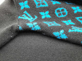 Louis Vuitton Black Blue Monogram Wool Cashmere Mix Sweater Size 4l Do0126wxzde