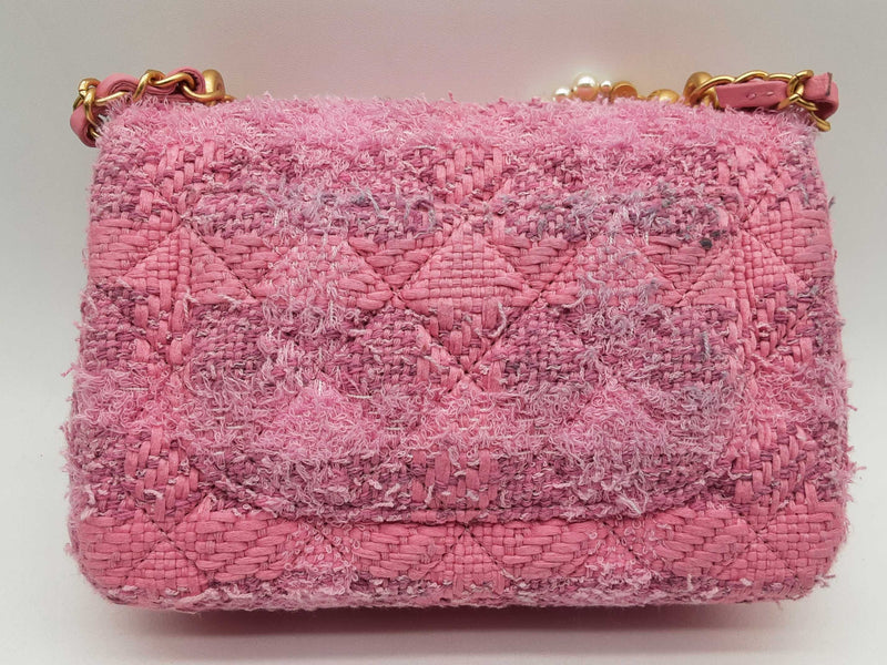 Chanel Flap Pink Quilted Tweed Pearl Twist Crossbody Bag Do1024wxzxde