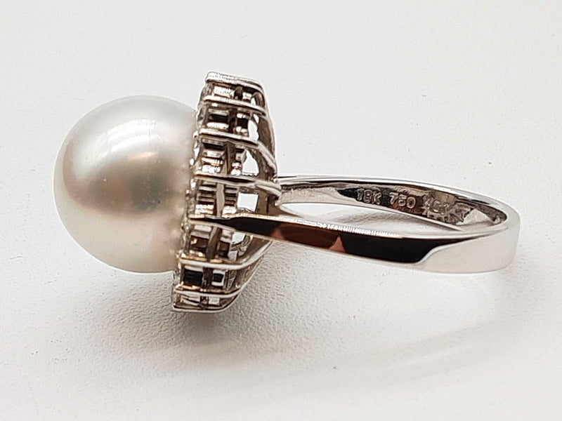 White Pearl Diamonds 18k White Gold 9.5g Ring Size 6.5 Do0525prxde