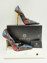 Versace Decollete Medusa Multicolor Python Stiletto Heels Size Eu 39 Fw0225lzxdu