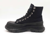 Alexander Mcqueen Tread Slick Black Canvas Lace Up Boots Size Us 7.5 Fw0126llxdu