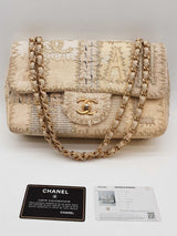 Chanel White & Beige Cnavas Tweed Patchwork Shoulder Bag Eb0326prrxde