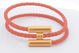 Hermès Orange Braided Leather Bracelet 11.2 Grams 7 Inch Eb1025lexdu