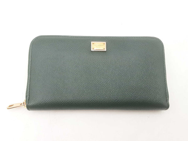 Dolce & Gabbana Leather Zip Around Green Wallet Sd0725lrzsa
