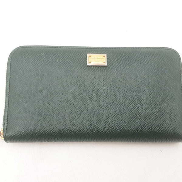 Dolce & Gabbana Leather Zip Around Green Wallet Sd0725lrzsa – Max Pawn