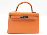 Hermes Mini Kelly Ii Sellier Orange Pink Chevre Mysore Palladium Shoulder Bag Do0225oxzxzde