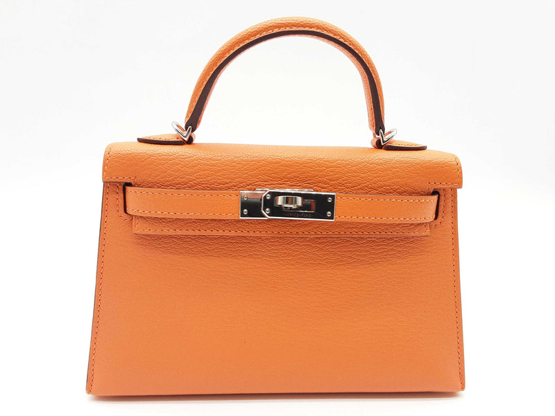 Hermes Mini Kelly Ii Sellier Orange Pink Chevre Mysore Palladium Shoulder Bag Do0225oxzxzde