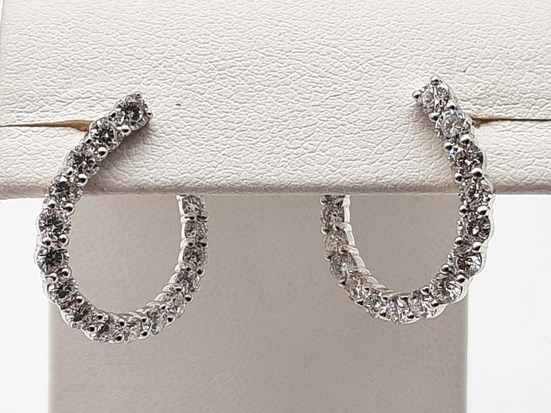 1.50 Cttw Lab Grown Diamonds 0.925 Silver 3.0g Curved Hoop Earrings Do0525lcrde