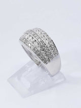 1.10 Cttw Diamond & 14k White Gold Five-row Ring 6.2 Grams Size 6.5 Fw0925pordu