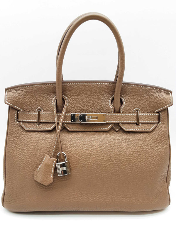 Hermes Birkin 30 Etoupe Gray Togo Palladium Handbag Do0725lprxzde