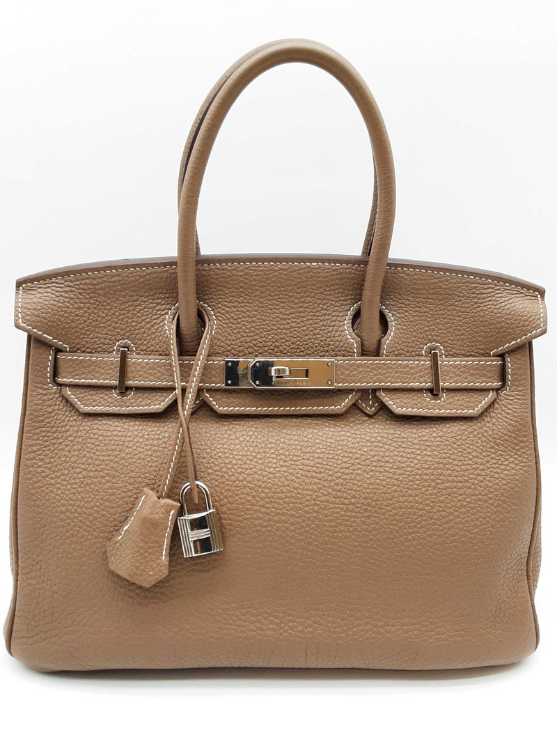 Hermes Birkin 30 Etoupe Gray Togo Palladium Handbag Do0725lprxzde