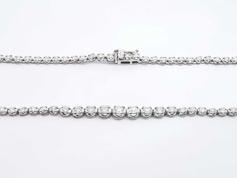 3.01 Cttw Diamond & 18k White Gold Tennis Necklace 9.3 Grams 16 Inch Fw0325pwrdu