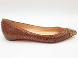 Christian Louboutin Brown Snakeskin Flats Size Eu 38.5 Do0525rxde