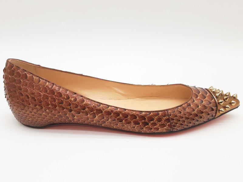 Christian Louboutin Brown Snakeskin Flats Size Eu 38.5 Do0525rxde