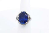 Sapphire & Diamond Ring In 14k White Gold 6.9 Grams Size 7 Eb1124sxdu