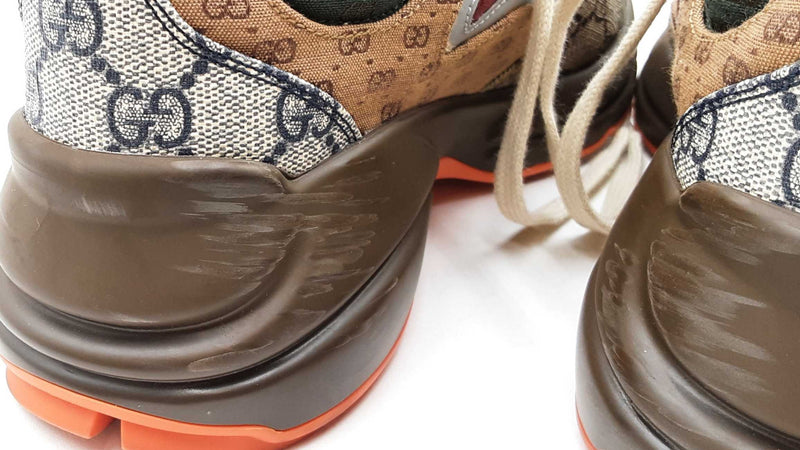 Gucci Rhyton Brick Red Gg Canvas Sneakers Size 38 Eb0725lxzdu