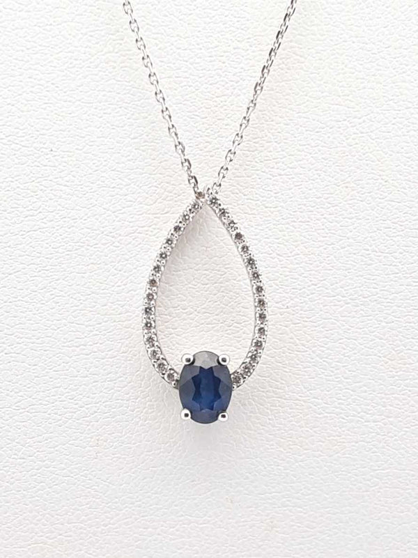 0.50 Cttw Blue Diamond & 14k White Gold Necklace 3.4 Grams 16 Inches Fw0325lxidu