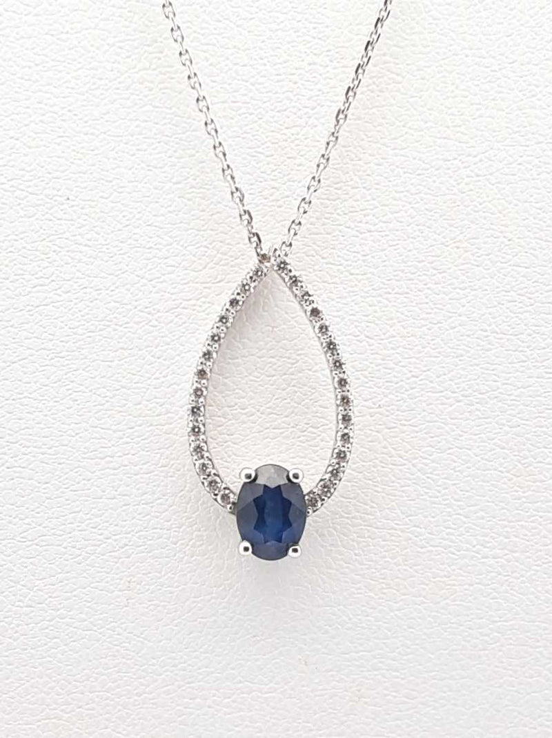 0.50 Cttw Blue Diamond & 14k White Gold Necklace 3.4 Grams 16 Inches Fw0325lxidu