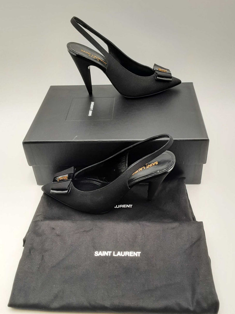 Saint Laurent Anais Bow Slingback Pumps Size 36.5 Eb1224oxzsa