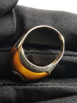 Tiger's Eye & Diamond Inlay Ring In 10k Yellow Gold 4.6g Size 6.5 Fw0426lexdu