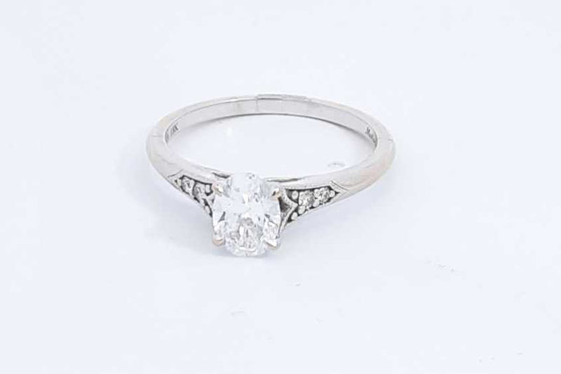 Oval Diamond Ring In 18k White Gold 3 Grams Size 8.75 Eb1224lexzdu