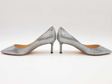 Jimmy Choo Romy Silver Glitter Pointed Toe Pumps Size 7.5 Sd0926lzxde