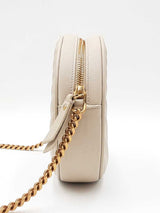 Yves Saint Laurent Round Vinyle Camera Bag In Ivory Graine De Poudre Leather Fw0726wzdu