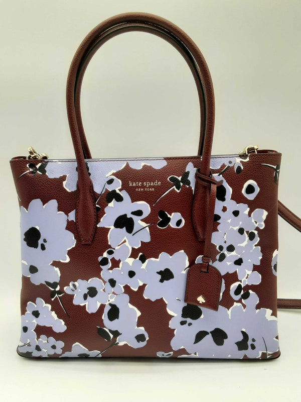 Kate Spade Eva Floral Bouquet Purple Top Zipper Tote Bag Do0924wxde