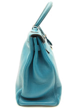 Hermes Kelly 35cm Cobalt Blue Clemence Palladium Shoulder Bag. Do0126lzxzxde