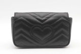 Gucci Chevron Quilted Black Leather Marmont Mini Shoulder Bag Eb0626wrxsa
